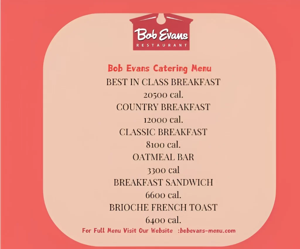 Bob Evans Catering Menu
