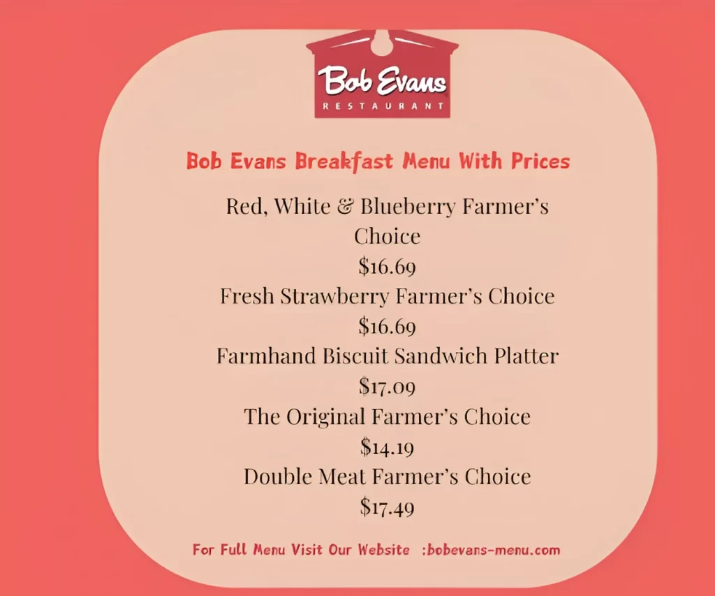 Bob Evans Breakfast Menu

