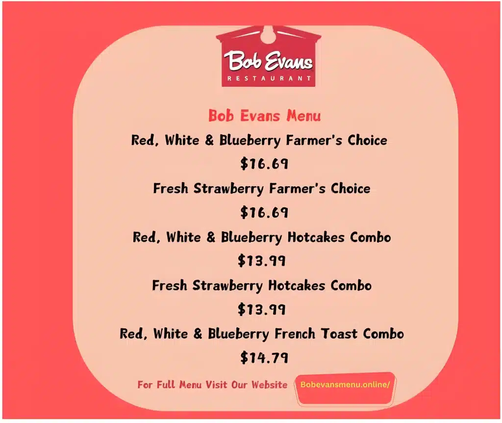 Bob Evans Menu
